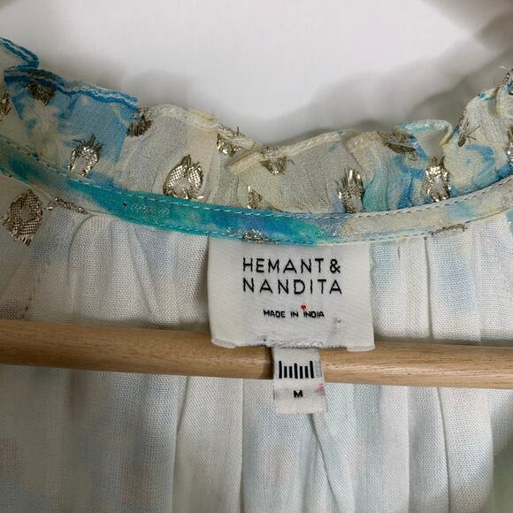 Hemant & Nandita Turquoise Blush Metallica Georgette Mini Dress Medium - Picture 15 of 16